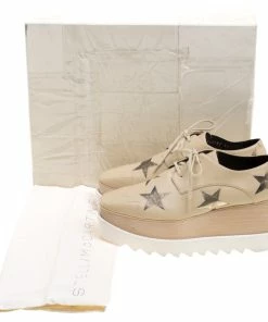 Buy 👏 Stella McCartney Beige Faux Leather Elyse Star Platform Lace Up Derby Size 38 For 👩 Women 😉 -Stella McCartney Shop luxury women stella mccartney used shoes p113368 008
