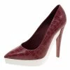 Budget 🌟 Stella McCartney Red Croc Embossed Faux Leather Platform Pumps Size 39 For 👩 Women 🌟
