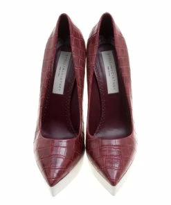 Budget 🌟 Stella McCartney Red Croc Embossed Faux Leather Platform Pumps Size 39 For 👩 Women 🌟 -Stella McCartney Shop luxury women stella mccartney used shoes p114577 003