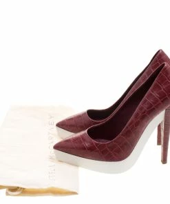 Budget 🌟 Stella McCartney Red Croc Embossed Faux Leather Platform Pumps Size 39 For 👩 Women 🌟 -Stella McCartney Shop luxury women stella mccartney used shoes p114577 008