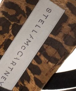 Coupon ✔️ Stella McCartney Black Faux Patent Leather Linda Leopard Print Cork Wedge 🩴 Sandals Size 38 For 👩 Women 😀 -Stella McCartney Shop luxury women stella mccartney used shoes p117031 0007