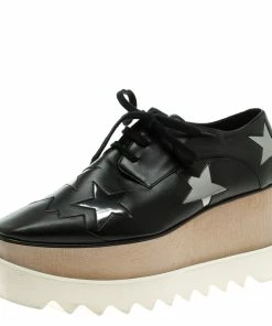 Cheap ๐ Stella McCartney Black Faux Leather Elyse Star Platform Derby Size 37.5 For ๐ฉ Women ๐
