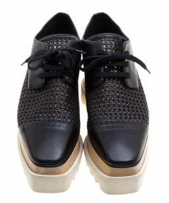 Cheap 🥰 Stella McCartney Black Woven Faux Leather Canyon Wicker Elyse Platform Brogues Size 36.5 For 👩 Women 😉 -Stella McCartney Shop luxury women stella mccartney used shoes p121098 0003