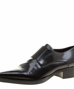 Wholesale 🔔 Stella McCartney Black Faux Leather Frankie Pointed Toe Elastic Detail Loafers Size 38 For 👩 Women 🔥