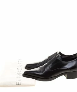 Wholesale 🔔 Stella McCartney Black Faux Leather Frankie Pointed Toe Elastic Detail Loafers Size 38 For 👩 Women 🔥 -Stella McCartney Shop luxury women stella mccartney used shoes p125640 009