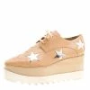 Best Pirce 🎁 Stella McCartney Beige Faux Leather Elyse Star Platform Lace Up Derby Size 39 For 👩 Women 👏