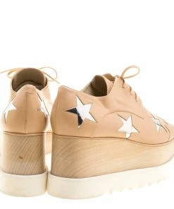 Best Pirce 🎁 Stella McCartney Beige Faux Leather Elyse Star Platform Lace Up Derby Size 39 For 👩 Women 👏 -Stella McCartney Shop luxury women stella mccartney used shoes p126772 005