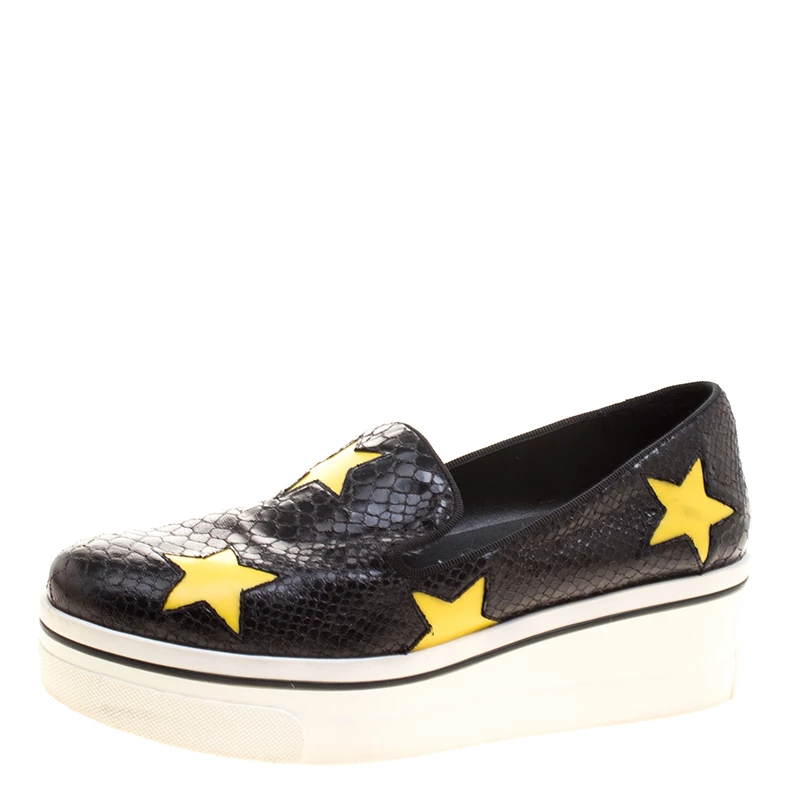 Budget β€οΈ Stella McCartney Black Snake Effect Faux Leather With Yellow Star AppliquΓ© Platform Slip On π Sneakers Size 39 For π© Women π 4 Budget β€οΈ Stella McCartney Black Snake Effect Faux Leather With Yellow Star AppliquΓ© Platform Slip On π Sneakers Size 39 For π© Women π - Image 2