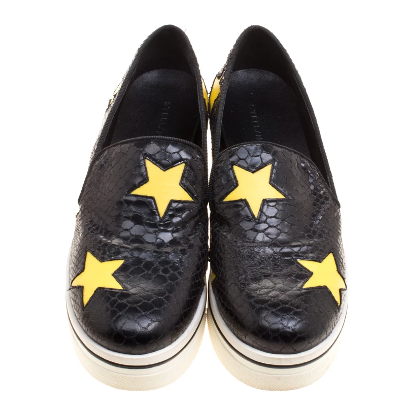 Budget β€οΈ Stella McCartney Black Snake Effect Faux Leather With Yellow Star AppliquΓ© Platform Slip On π Sneakers Size 39 For π© Women π 5 Budget β€οΈ Stella McCartney Black Snake Effect Faux Leather With Yellow Star AppliquΓ© Platform Slip On π Sneakers Size 39 For π© Women π - Image 3