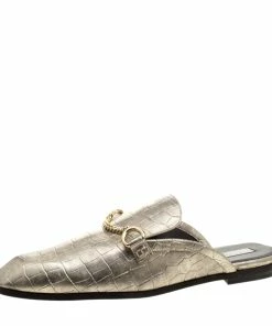 Best reviews of 🥰 Stella McCartney Metallic Faux Croc Effect Leather Slip On Loafers Size 37 For 👩 Women 🎉