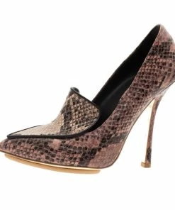 Best Sale 🛒 Stella McCartney Python Embossed Pointed Toe Loafer Pumps Size 38 For 👩 Women 😉