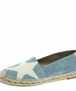 Deals 😍 Stella McCartney Blue Denim Rocio Star Print Flat Espadrilles Size 37 For 👩 Women 👍