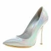 Best Pirce 🎉 Stella McCartney Metallic Silver Holographic Faux Leather Pointed Toe Pumps Size 39 For 👩 Women ❤️ -Stella McCartney Shop luxury women stella mccartney used shoes p136935 0001