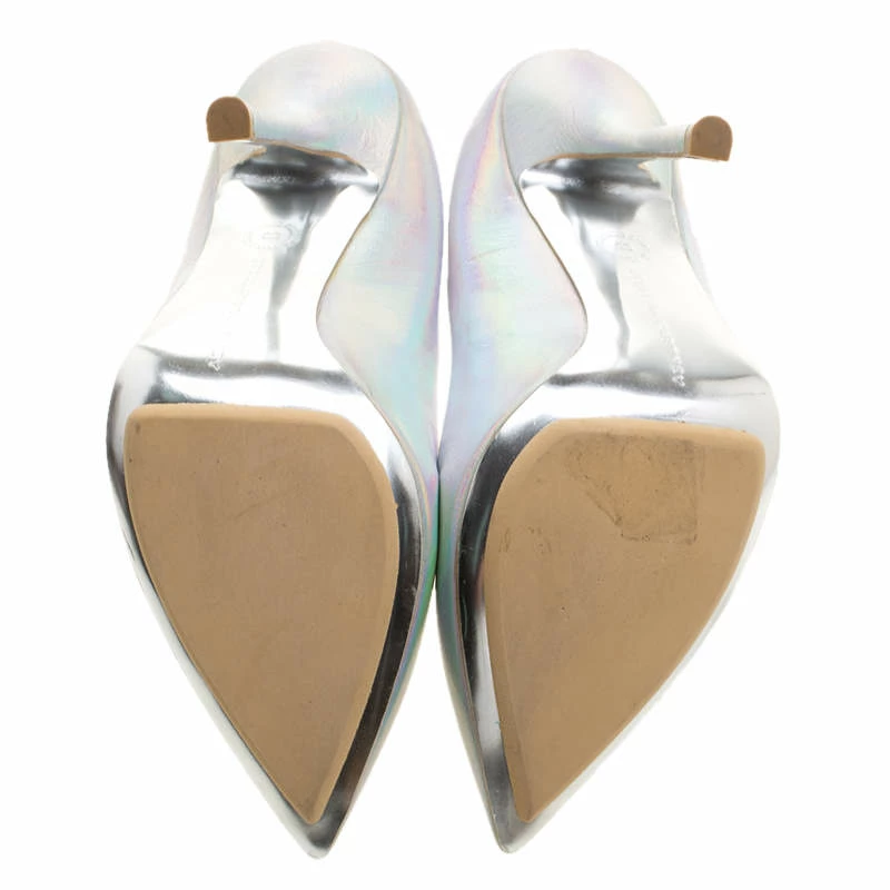 Best Pirce 🎉 Stella McCartney Metallic Silver Holographic Faux Leather Pointed Toe Pumps Size 39 For 👩 Women ❤️ 8 Best Pirce 🎉 Stella McCartney Metallic Silver Holographic Faux Leather Pointed Toe Pumps Size 39 For 👩 Women ❤️ - Image 6