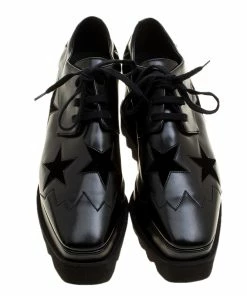 Discount 🎉 Stella McCartney Black Faux Leather Elyse Star Platform Derby Size 37 For 👩 Women 🌟 -Stella McCartney Shop luxury women stella mccartney used shoes p138163 0003