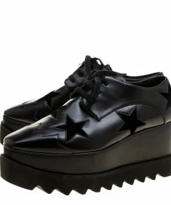 Discount 🎉 Stella McCartney Black Faux Leather Elyse Star Platform Derby Size 37 For 👩 Women 🌟 -Stella McCartney Shop luxury women stella mccartney used shoes p138163 0004