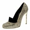 Best Pirce 🔔 Stella McCartney Metallic Gold Glitter And Faux Suede Trim Bon Bon Pumps Size 39.5 For 👩 Women 💯 -Stella McCartney Shop luxury women stella mccartney used shoes p142036 001