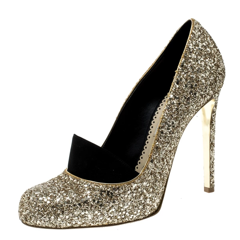 Best Pirce ๐ Stella McCartney Metallic Gold Glitter And Faux Suede Trim Bon Bon Pumps Size 39.5 For ๐ฉ Women ๐ฏ 3 Best Pirce ๐ Stella McCartney Metallic Gold Glitter And Faux Suede Trim Bon Bon Pumps Size 39.5 For ๐ฉ Women ๐ฏ