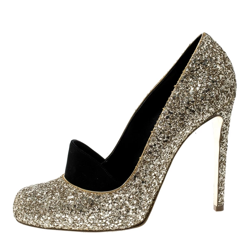 Best Pirce ๐ Stella McCartney Metallic Gold Glitter And Faux Suede Trim Bon Bon Pumps Size 39.5 For ๐ฉ Women ๐ฏ 4 Best Pirce ๐ Stella McCartney Metallic Gold Glitter And Faux Suede Trim Bon Bon Pumps Size 39.5 For ๐ฉ Women ๐ฏ - Image 2