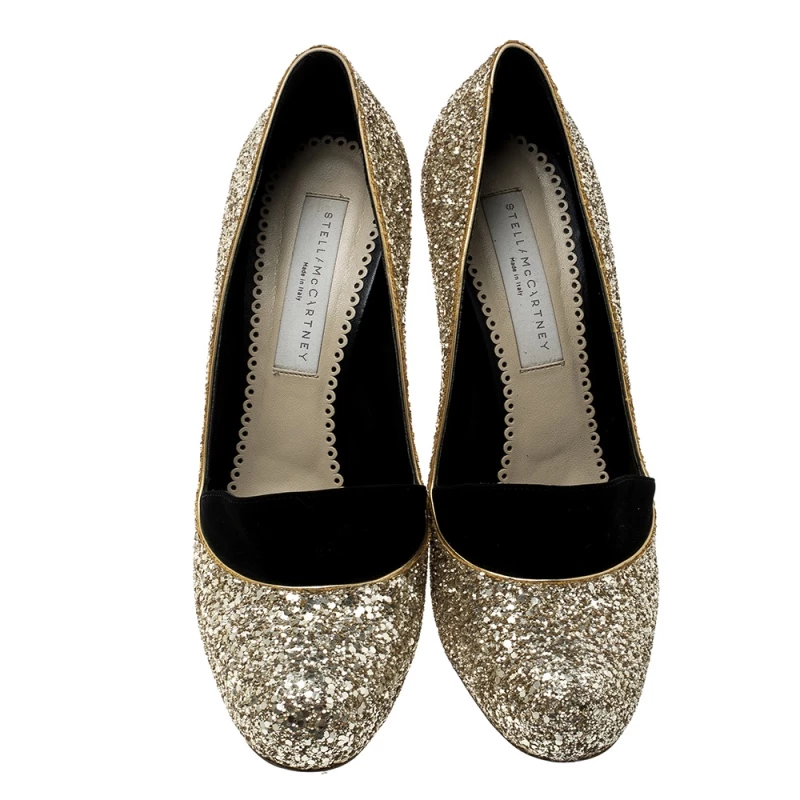 Best Pirce ๐ Stella McCartney Metallic Gold Glitter And Faux Suede Trim Bon Bon Pumps Size 39.5 For ๐ฉ Women ๐ฏ 5 Best Pirce ๐ Stella McCartney Metallic Gold Glitter And Faux Suede Trim Bon Bon Pumps Size 39.5 For ๐ฉ Women ๐ฏ - Image 3