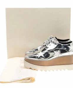 Cheapest 😍 Stella McCartney Metallic Silver Faux Leather Indium Elyse Star Platform Derby Size 37 For 👩 Women 🔥 -Stella McCartney Shop luxury women stella mccartney used shoes p143174 008