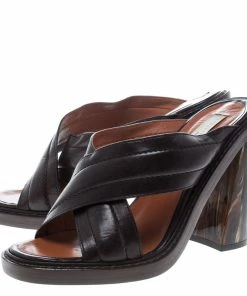 Best reviews of 🤩 Stella McCartney Brown Quilted Faux Leather Veneer Criss Cross Block Heel Mules Size 39 For 👩 Women 🔥 -Stella McCartney Shop luxury women stella mccartney used shoes p144909 0004