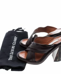 Best reviews of 🤩 Stella McCartney Brown Quilted Faux Leather Veneer Criss Cross Block Heel Mules Size 39 For 👩 Women 🔥 -Stella McCartney Shop luxury women stella mccartney used shoes p144909 0008