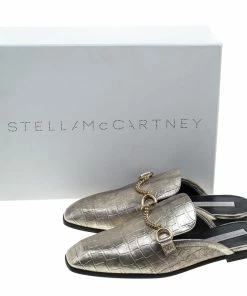 Budget 🥰 Stella McCartney Metallic Faux Croc Effect Leather Slip On Loafers Size 38 For 👩 Women 👏 -Stella McCartney Shop luxury women stella mccartney used shoes p145474 0008