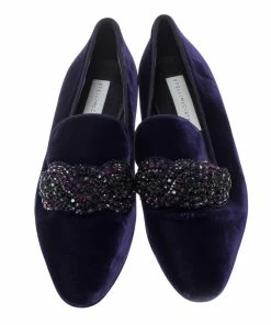 Cheap 🥰 Stella McCartney Purple Velvet Crystal Embellished Smoking Slippers Size 38.5 For 👩 Women ⌛ -Stella McCartney Shop luxury women stella mccartney used shoes p151023 0003