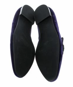 Cheap 🥰 Stella McCartney Purple Velvet Crystal Embellished Smoking Slippers Size 38.5 For 👩 Women ⌛ -Stella McCartney Shop luxury women stella mccartney used shoes p151023 0006