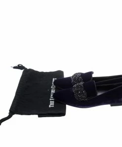Cheap 🥰 Stella McCartney Purple Velvet Crystal Embellished Smoking Slippers Size 38.5 For 👩 Women ⌛ -Stella McCartney Shop luxury women stella mccartney used shoes p151023 0008
