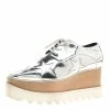 Brand new 🌟 Stella McCartney Metallic Silver Faux Leather Indium Elyse Star Platform Derby Size 38 For 👩 Women ⌛ -Stella McCartney Shop luxury women stella mccartney used shoes p153470 0001