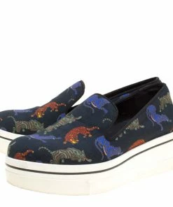 Discount 🤩 Stella McCartney Black Multicolor Animal Print Canvas Platform Slip On 👟 Sneakers Size 37 For 👩 Women 🛒 -Stella McCartney Shop luxury women stella mccartney used shoes p153849 0004