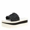 Best Pirce ✨ Stella McCartney Black Ruffle Faux Leather Platform Slide 🩴 Sandals Size 38 For 👩 Women 🎁 -Stella McCartney Shop luxury women stella mccartney used shoes p154518 0001