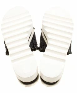 Best Pirce ✨ Stella McCartney Black Ruffle Faux Leather Platform Slide 🩴 Sandals Size 38 For 👩 Women 🎁 -Stella McCartney Shop luxury women stella mccartney used shoes p154518 0006