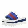 Outlet 😍 Stella McCartney Blue Canvas Platform Slides Size 38 For 👩 Women ⭐ -Stella McCartney Shop luxury women stella mccartney used shoes p154825 0001