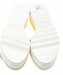 Deals 👍 Stella McCartney Red Color Block Canvas Platform Slides Size 38 For 👩 Women ❤️ -Stella McCartney Shop luxury women stella mccartney used shoes p154827 0006