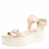 Outlet 🤩 Stella McCartney Beige/Silver Faux Leather Geena Marble Platform 🩴 Sandals Size 38 For 👩 Women 😍