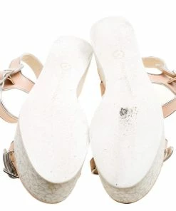 Outlet 🤩 Stella McCartney Beige/Silver Faux Leather Geena Marble Platform 🩴 Sandals Size 38 For 👩 Women 😍 -Stella McCartney Shop luxury women stella mccartney used shoes p155237 0006