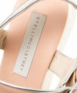 Outlet 🤩 Stella McCartney Beige/Silver Faux Leather Geena Marble Platform 🩴 Sandals Size 38 For 👩 Women 😍 -Stella McCartney Shop luxury women stella mccartney used shoes p155237 0007