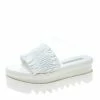 Flash Sale ❤️ Stella McCartney White Ruched Faux Leather Platform Slides Size 38 For 👩 Women 👏 -Stella McCartney Shop luxury women stella mccartney used shoes p159727 0001