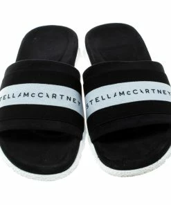 Discount 🤩 Stella McCartney Black Faux Suede And Fabric Sporty Slides Size 38 For 👩 Women ✨ -Stella McCartney Shop luxury women stella mccartney used shoes p163614 006