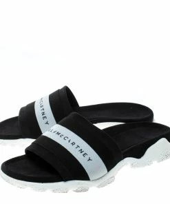 Discount 🤩 Stella McCartney Black Faux Suede And Fabric Sporty Slides Size 38 For 👩 Women ✨ -Stella McCartney Shop luxury women stella mccartney used shoes p163614 007