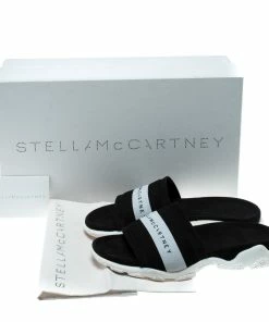 Discount 🤩 Stella McCartney Black Faux Suede And Fabric Sporty Slides Size 38 For 👩 Women ✨ -Stella McCartney Shop luxury women stella mccartney used shoes p163614 008