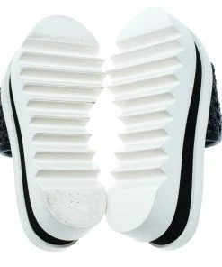 Best Pirce 🎉 Stella McCartney Black Faux Woven Leather Wicker Platform Slides Size 37 For 👩 Women 👏 -Stella McCartney Shop luxury women stella mccartney used shoes p163670 001