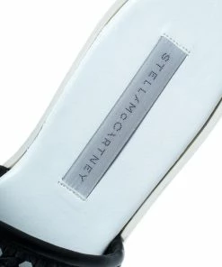 Best Pirce 🎉 Stella McCartney Black Faux Woven Leather Wicker Platform Slides Size 37 For 👩 Women 👏 -Stella McCartney Shop luxury women stella mccartney used shoes p163670 004