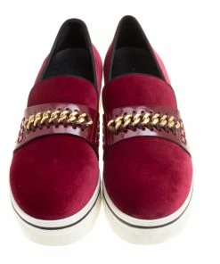 Discount 😍 Stella McCartney Maroon Velvet Binx Chain Platform Loafers Size 39 For 👩 Women ✔️ -Stella McCartney Shop luxury women stella mccartney used shoes p168614 004