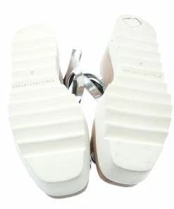 Best reviews of ❤️ Stella McCartney Silver Faux Leather Indium Elyse Star Wedge 🩴 Sandals Size 38 For 👩 Women ⌛ -Stella McCartney Shop luxury women stella mccartney used shoes p175444 001