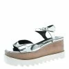 Best reviews of ❤️ Stella McCartney Silver Faux Leather Indium Elyse Star Wedge 🩴 Sandals Size 38 For 👩 Women ⌛ -Stella McCartney Shop luxury women stella mccartney used shoes p175444 003