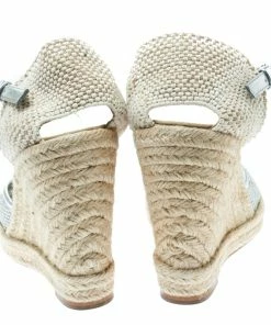 New 🔔 Stella McCartney Metallic Silver Fabric And Faux Leather Espadrille Wedge 🩴 Sandals Size 36 For 👩 Women ✔️ -Stella McCartney Shop luxury women stella mccartney used shoes p176343 1550486104 006